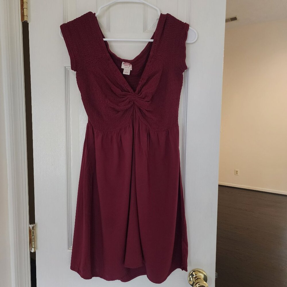 Burgundy Smocked Bodice Mini Dress | L - Picture 1 of 4